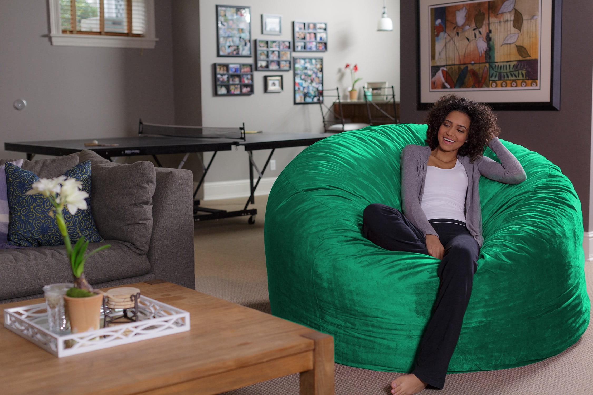 Sofa Sack Bean Bag Chair, Memory Foam with Microsuede Cover, Kids, Adults, 6 ft, Aqua Marine