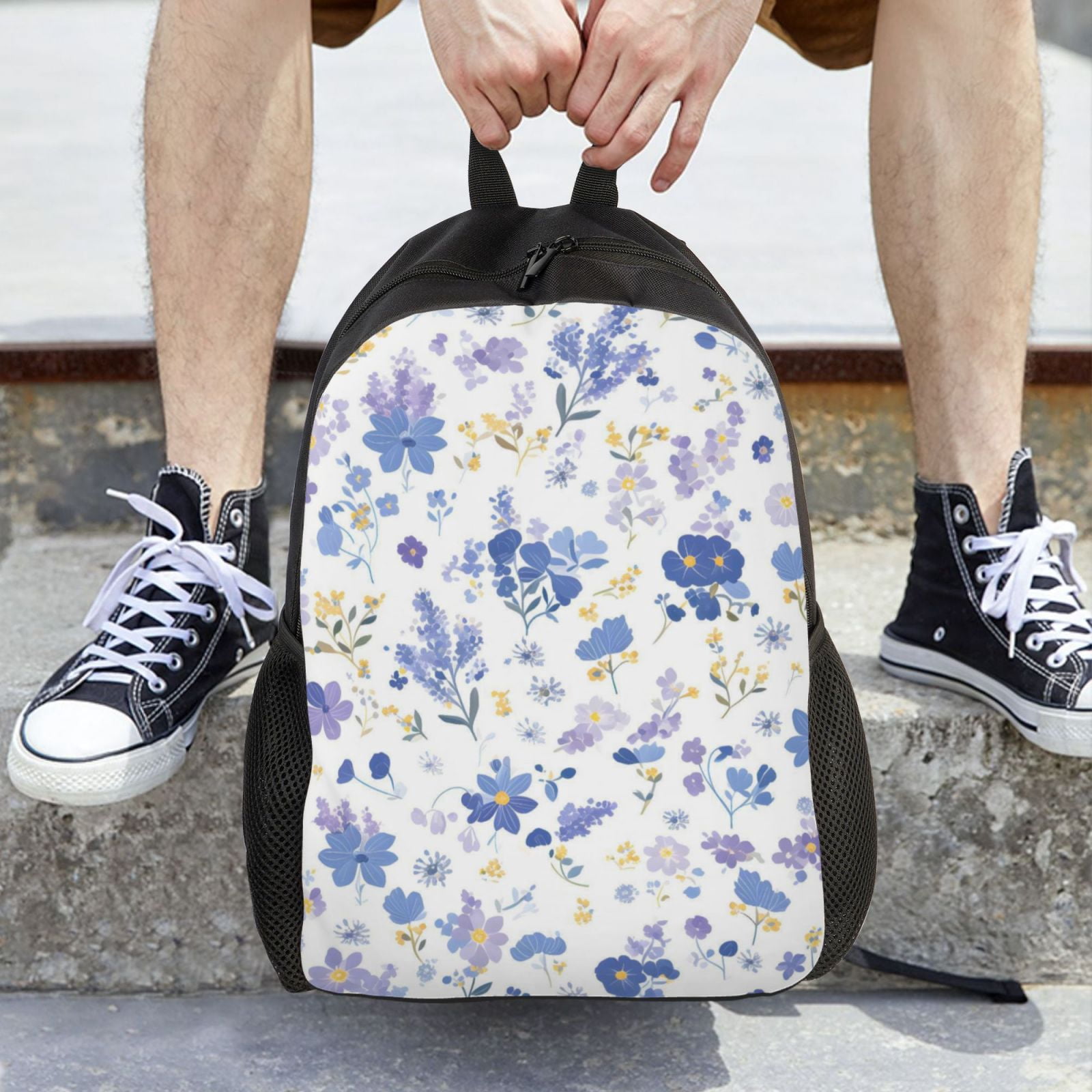 Single Side Full Backpack 16.1×11.8×4.5in Large Capacity Breathable Shoulder Belt Leisure Simple And Strong Bearing Capacity Milk Cow Print Style Lavender_4