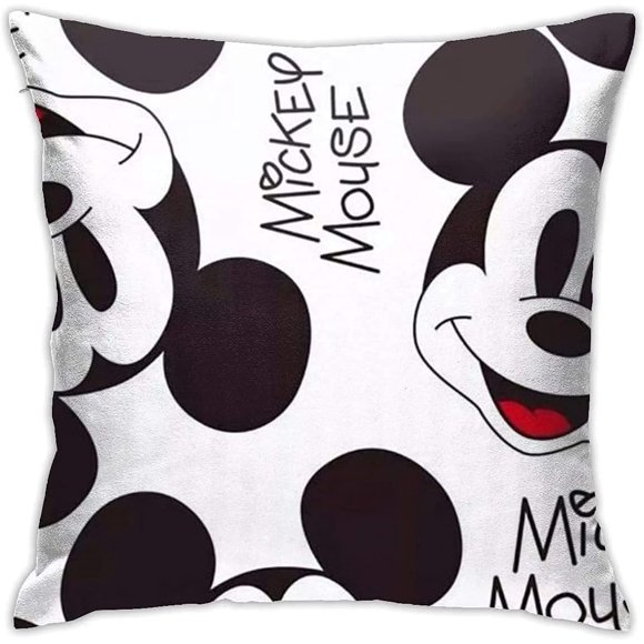 Yellow Donald Duck Pillow Covers Pillow Shams Decor Pillowcases for Bed Sofa Couch-Black Mickey