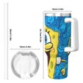 thumbnail image 4 of Goofa SpongeBob SquarePants Imprimé 40oz Ice Bully avec Poignée et Paille Tasse Isolée sous Vide en Acier Inoxydable et Couvercle à Paille 2 en 1, 4 of 8