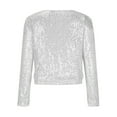 thumbnail image 6 of cllios Sequin Jacket for Women Cropped Cardigan Puff Sleeve Shiny Sparkly Shrug Clubwear Glitter Open Front Jackets, 6 of 7