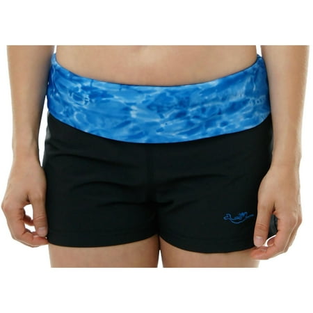 Aqua Design Swim Shorts for Women UPF 50+ UV Boy Short Swimshorts Swimwear: Royal Ripple/Black size L