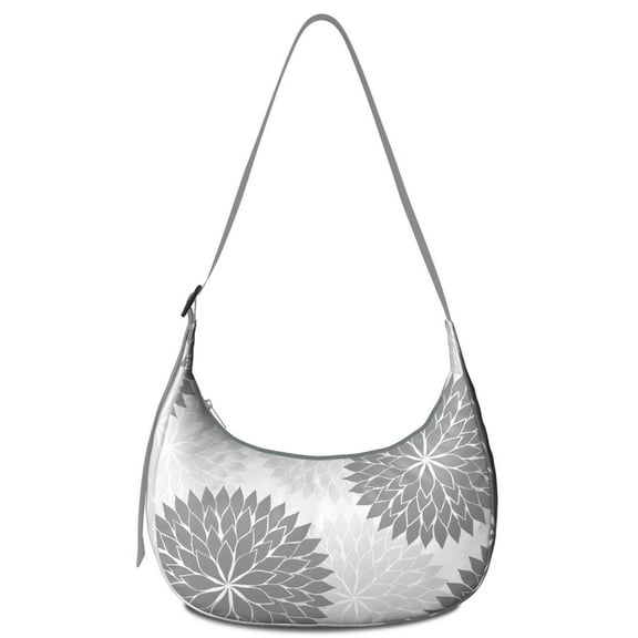 Rustic Vintage Style Corduroy Crossbody Bag for Women Floral Abstract Crescent Purse Boho Shoulder Sling Bag with Adjustable Strap