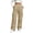Khaki, variant on Womens Wide Leg Cargo Sweatpants Elastic Drawstring High Waist Utility Palazzo Trousers with Multi Snap Button Pockets