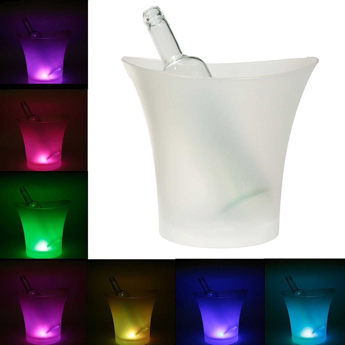 7 LED Colour Changing Ice Bucket Champagne Wine Drinks Cooler Bar Party Xmas 5L 