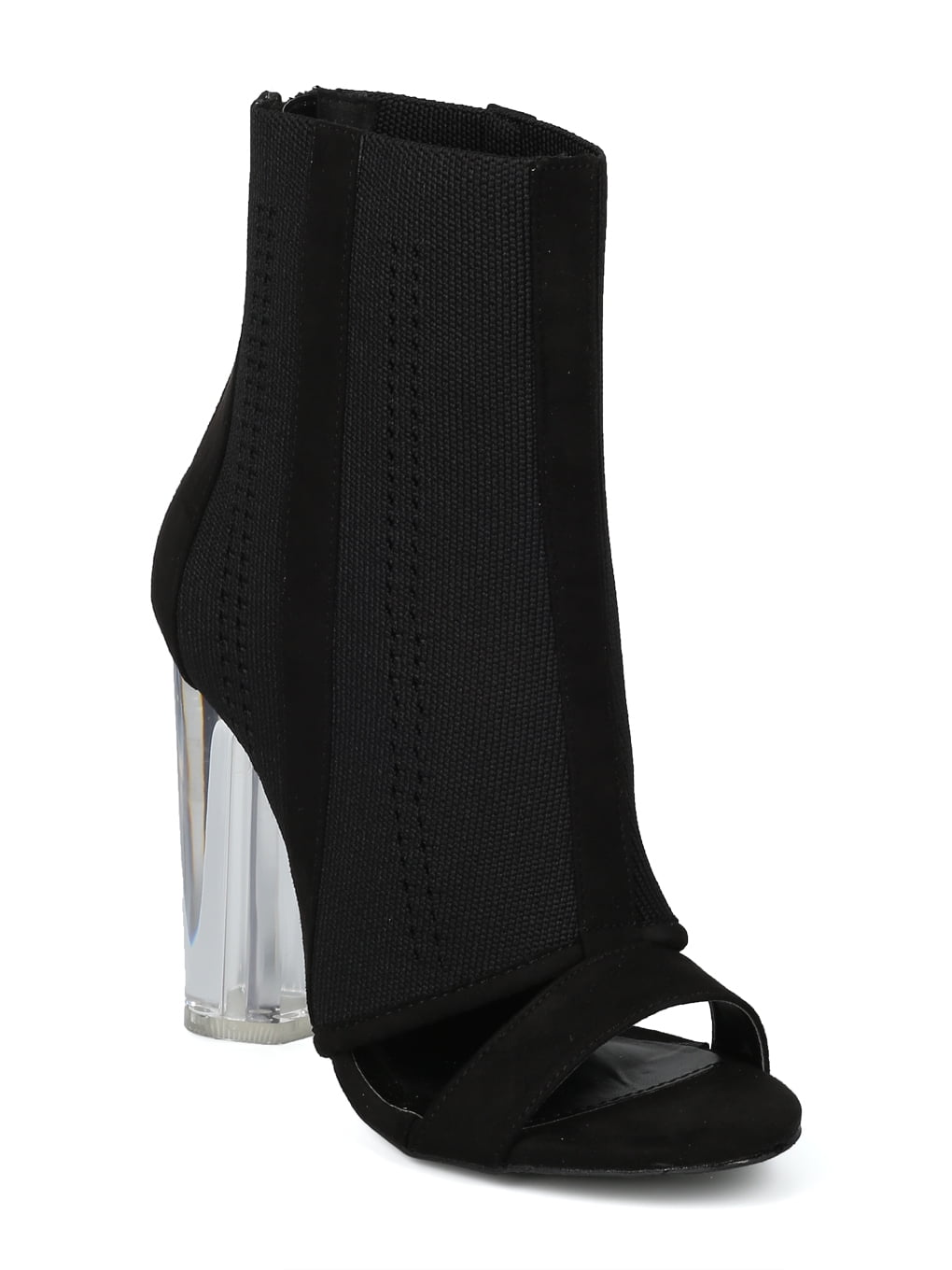 perspex block heel boots