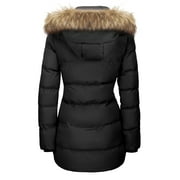 WenVen Women's Winter Coat Warm Puffer Jacket Waterproof Winter Parka Coat with Hood Black L