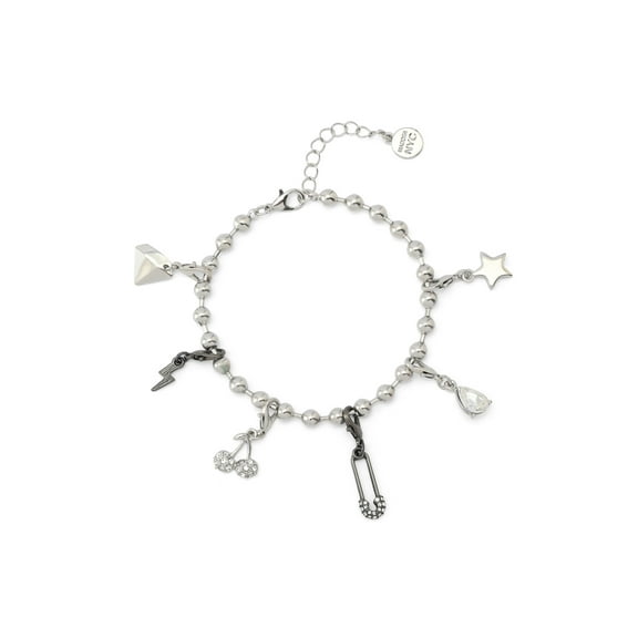 Madden NYC Women's Fashion Rhodium Safety Pin Bracelet & 3-Piece Charm Giftable Boxed Jewelry Set