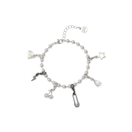 Madden NYC Women's Fashion Rhodium Safety Pin Bracelet & 3-Piece Charm Giftable Boxed Jewelry Set