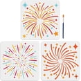 thumbnail image 2 of 3Pcs Large Fireworks Star Drawing Stencils Template with Paint Brush 11.8×11.8inch for Wood Wall Glass DIY Christmas Crafts, 2 of 9
