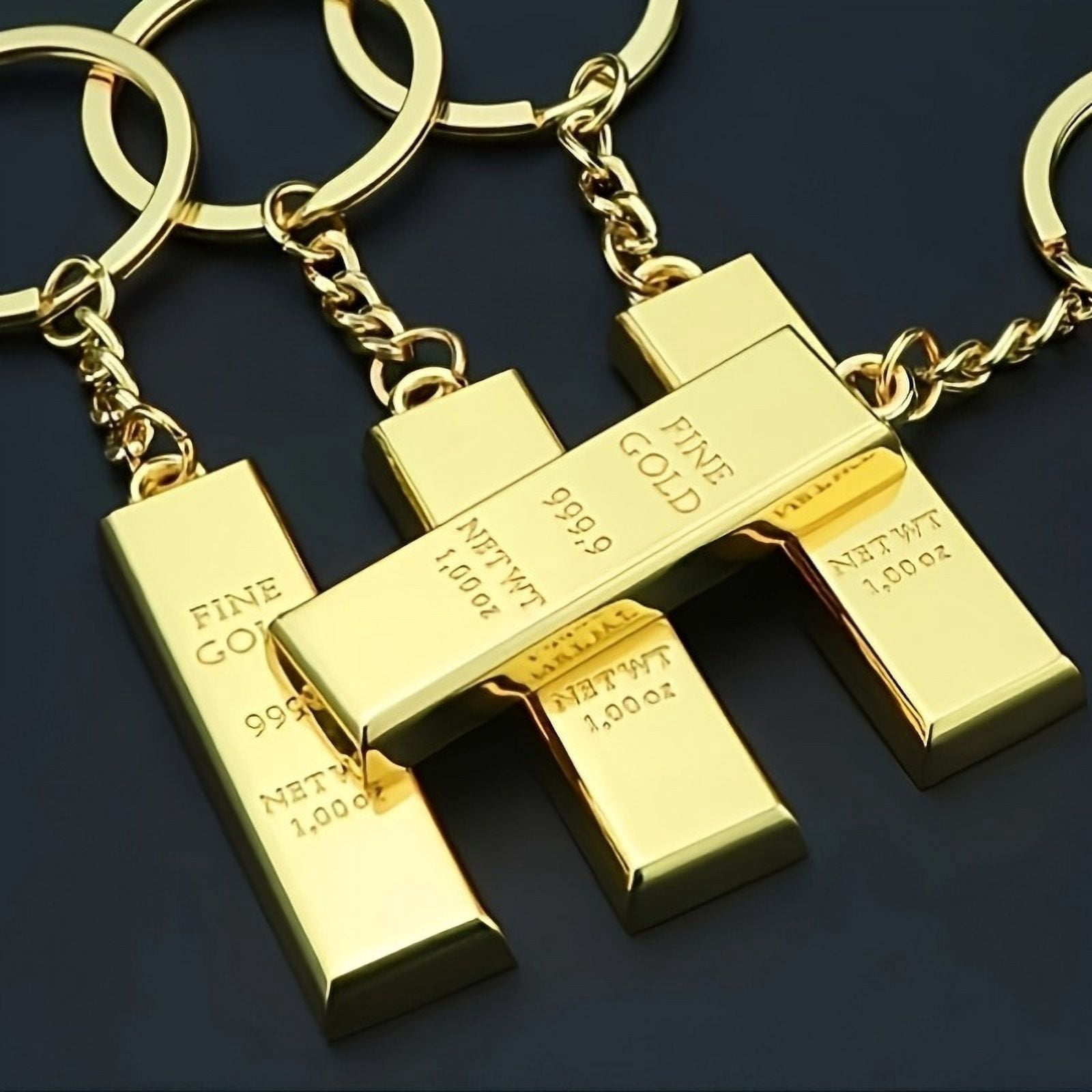 1 simulation gold bars key chain, zinc alloy gold key ring, unpreceded metal BRIDS pendant, fashion style, suitable for backpack accessories, suitable for Christmas, gift for boys, gifts for boys,1