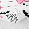 thumbnail image 5 of Manfei Halloween Ghost Stars Quilt Full for Girls, Pink White Pumpkin Bow Full Bedspread Sets, 5 of 7