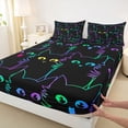 thumbnail image 3 of Castle Fairy Black Cats Boy Bed Sheets,Kawaii Animal Pet King Sheets, 3 of 7
