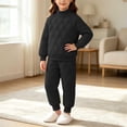 thumbnail image 5 of Taqqpue Toddler Girls Solid Color Sweatshirt Casual Pants Set 0-10T | Long Sleeve Crewneck Pullover Tops + Joggers,Girls Sweatsuits, Cute 2Pcs Infant Fall Winter Keep Warm Fleece Outfits for Kids, 5 of 10