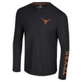 thumbnail image 2 of Men's Colosseum Black Texas Longhorns Logo Lockup 3-Hit Active Blend Long Sleeve T-Shirt, 2 of 3