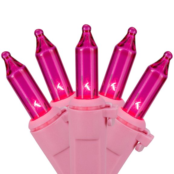 Bed Bath & Beyond Indoor and Outdoor Mini Christmas Light Set, Pink, 20 ft, Count 100