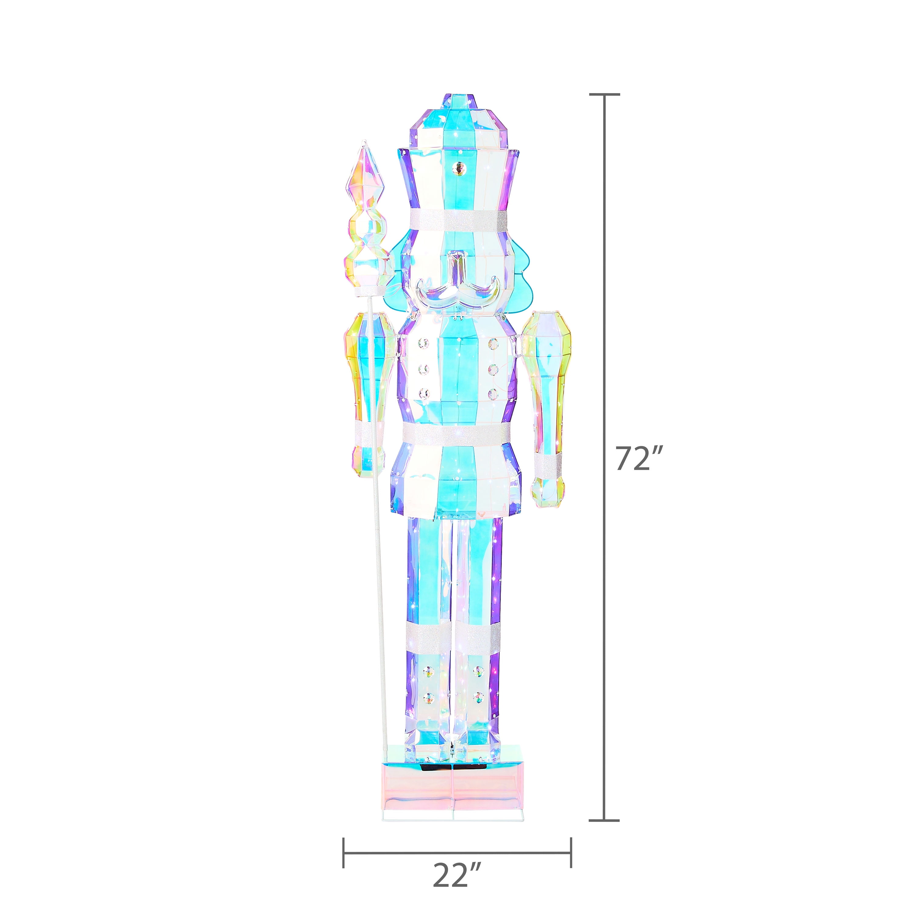 Light-Up Prismatic Nutcracker Indoor/Outdoor Christmas Decoration, Iridescent, 6', by Holiday Time