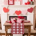 thumbnail image 3 of Valentine's Day Cotton Linen Table Runner Romantic Love Heart Red White Plaid Dining Table Runners for Home Decor Party Dining Room Restaurant Kitchen Party 13" x 90", 3 of 8