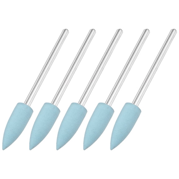 Uxcell 5 Pack Polishing Bit Buffing Wheel 0.23 inch Silicone Pointed Polishing Kit Sanding Bits Rotary Tool Light Blue
