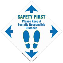 SignMission Non-Slip Floor Graphic Coronavirus Vinyl Decal - Safety First Social Distancing - Pack of 3