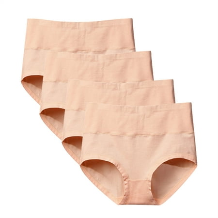 

RPVATI Underwear for Women Briefs Sexy Multipack Cotton Panties High Waisted Briefs 4 Pack Beige 4XL