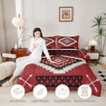 thumbnail image 3 of Homewish Red Bohemian Rhombus Queen Comforter Set,Boho Exotic Style Comforter Sets Queen,Black Reversible,3-Piece,1 Comforter and 2 Pillowcases, 3 of 7