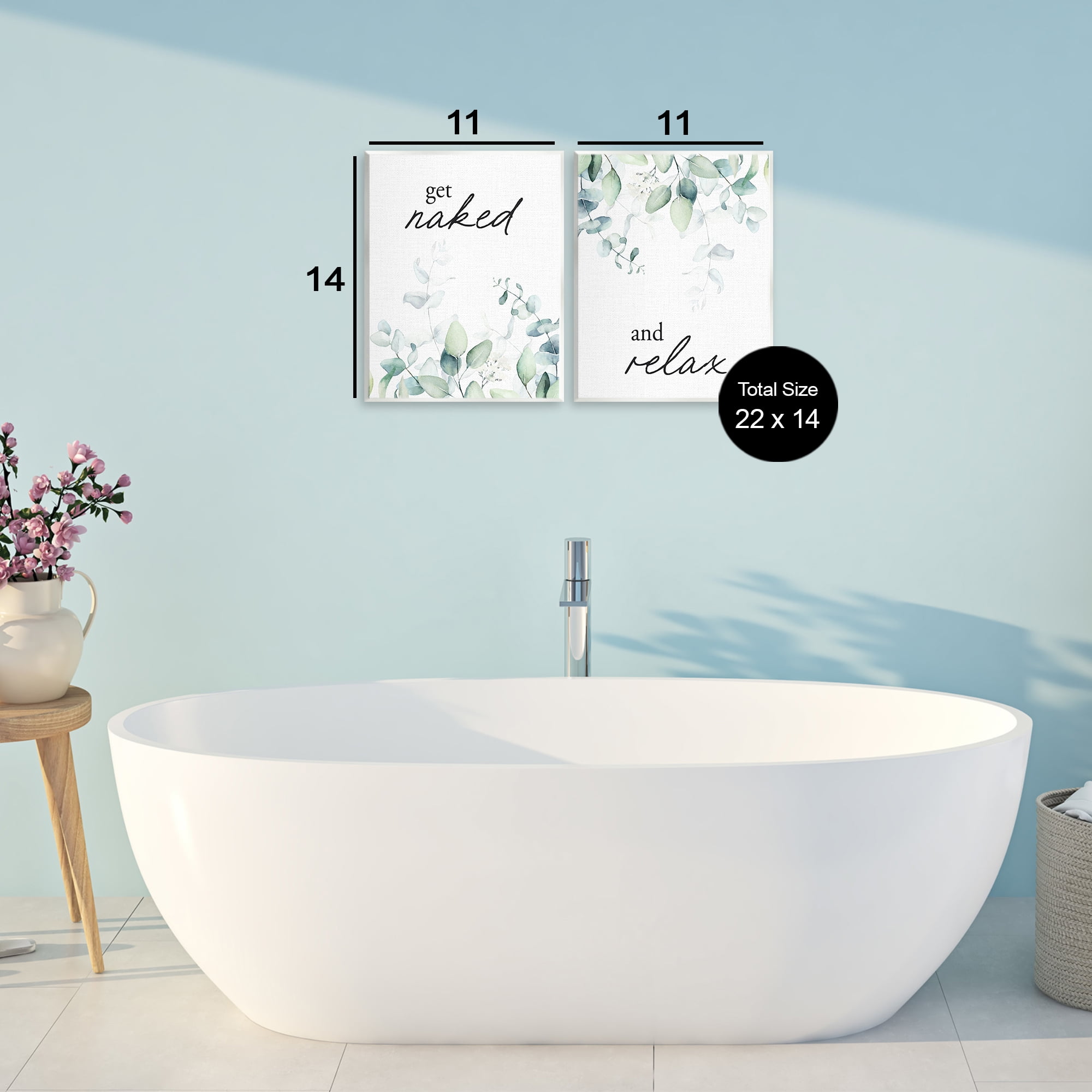 Get Naked & Relax Herbs 2 Piece Wall Plaque Art Set, design by Lettered and Lined