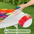 thumbnail image 5 of Colorful Rainbow Tie Dye Spiral Pattern Round Fitted Tablecloth with Elastic Edge,Dining Table Cover Waterproof,Outdoor Round Tablecloth for Camping,Dining,Indoor and Outdoor, 5 of 7