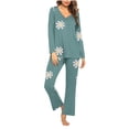 thumbnail image 2 of Riecok 2 Piece Pajama Set for Women V Neck PJ Set Long Sleeve Tops and Pants Cute Print Comfortable Soft Sleepwear, 2 of 5