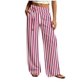 thumbnail image 2 of Ynynloco Women's Cotton Striped Wide Leg Pants Comfy Pajama Pants High Waist Wide Leg Lounge Pants Lightweight Loose PJ Bottoms, 2 of 6