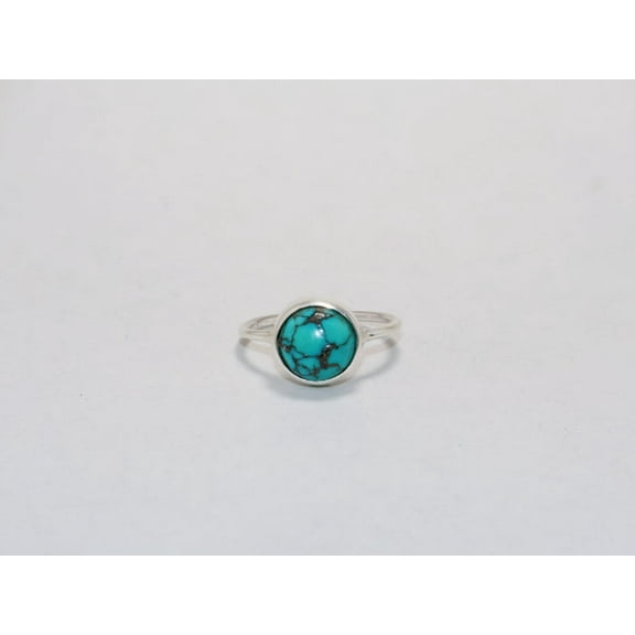 Heaven Crafts 925 Sterling Silver Green Turquoise Ring Birthstone Jewelry Handcrafted Item Gift For Her