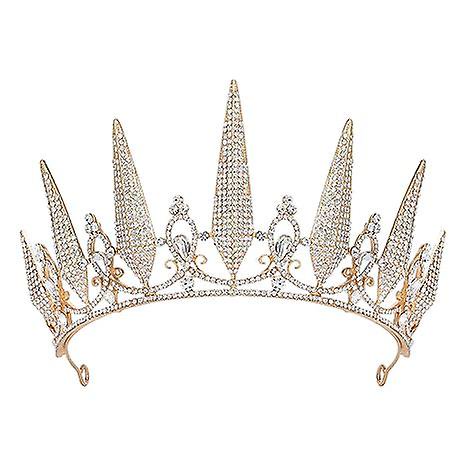 Tiaras y coronas doradas para mujer, tiara de boda de cristal para novia, corona de cumpleaños de metal, accesorios para fiesta de disfraces
