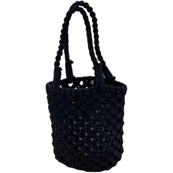 Kukuzhu Women's Handbag Handmade Woven Mesh Purse Bag Bucket Hobo Bag Mini Satchel
