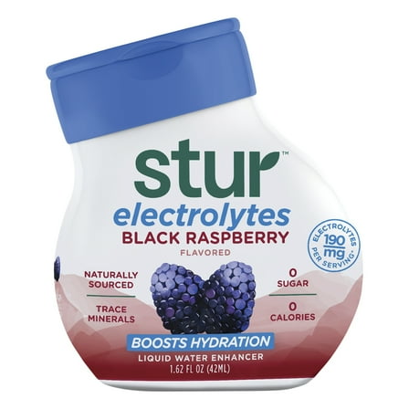 Stur Electrolytes Black Raspberry Drink Mix, Liquid Water Enhancer, Sugar-Free, 1.62 oz
