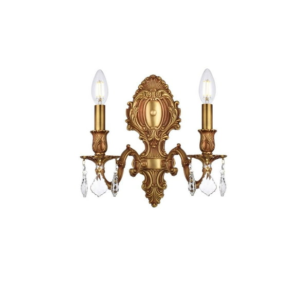 Monarch 2 light French Gold Wall Sconce Clear Royal Cut Crystal