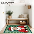 thumbnail image 3 of ODIKA 6'x9' Machine Washable Non-Slip Area Rug, Festive Santa Claus Portrait Christmas Holiday Decorative High Traffic Rug with Pad, Green, 505524, 3 of 8