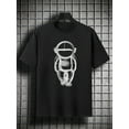 thumbnail image 2 of Men's Plus Size Spaceman Pattern Plain Color Short Sleeve Crew Neck T-shirt, Oversized Casual Clothing For Big And Tall Guys, 2 of 8