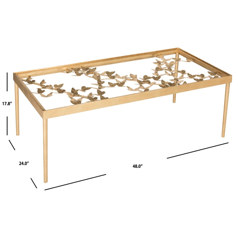SAFAVIEH Rosalia 18 in. H Butterfly Coffee Table, Gold/Clear