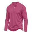 thumbnail image 3 of Hearthz Mens Polo Shirts 3 Button Placket Lapel Collar Mens Long Sleeve Tee Shirts Business Casual Mens Golf Polo Shirts Tennis Shirt Deep Red L, 3 of 6