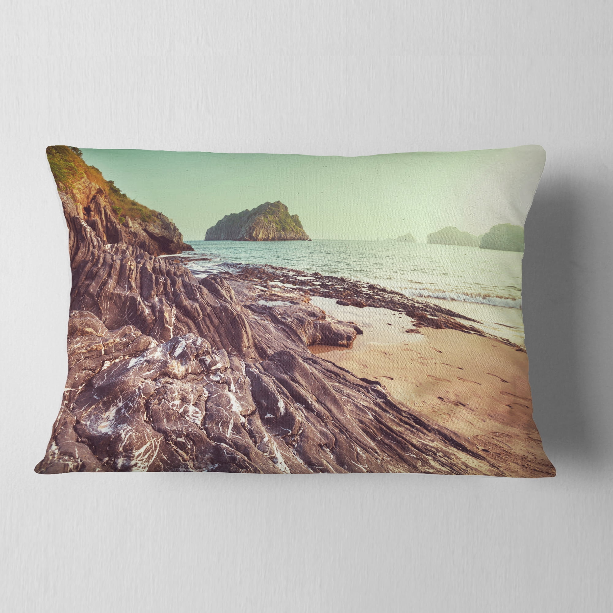 Designart Fantastic Halong Bay Vietnam - Seashore Throw Pillow - 12x20