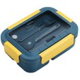 thumbnail image 5 of Lunch Box, Leakproof Bento Box With 4 Compartments Including Sauce Section, Perfect For Kids And Adults, Wheat Blue, Bpa Free, Microwave & Dishwasher Safe, Includes Fork And Spoon, 1300Ml, 5 of 5
