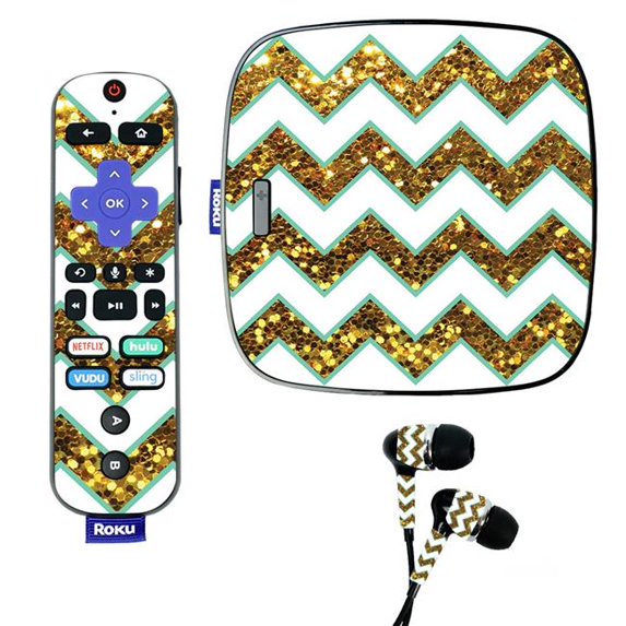 Skin Decal Wrap Compatible With Roku Ultra Sticker Design Glitzy Chevron