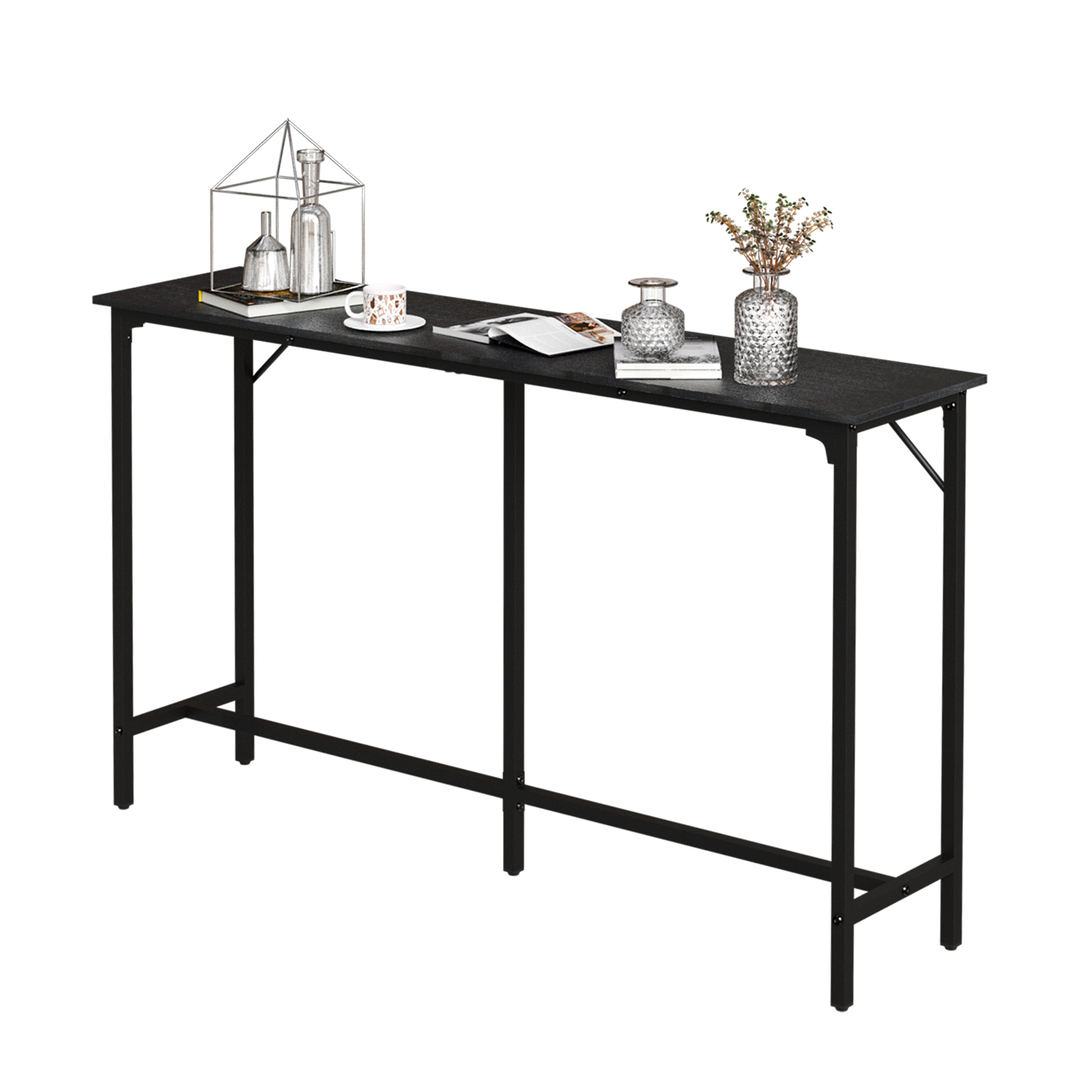 Zimtown 63" Long Counter Height Pub Table with Footrest, Tall Bar Table fro Kitchen, Dining Room, Multifunctional Dining Table Sturdy Metal Frame, Black
