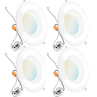 Sunco 6 Inch LED Can Lights, Retrofit Recessed Lighting, Smooth Trim, 965 LM, 13W (75W Equivalent), Selectable CCT 2700K/3000K/3500K/4000K/5000K, Dimmable, Damp Rated UL 4 Pack