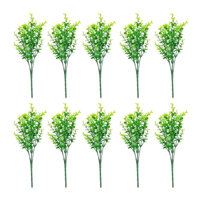 Injueey 12 unids/set elegantes arbustos de plástico para flores y plantas de imitación versátiles de bajo mantenimiento y fáciles de Decoración Hoja de dinero de malla 35