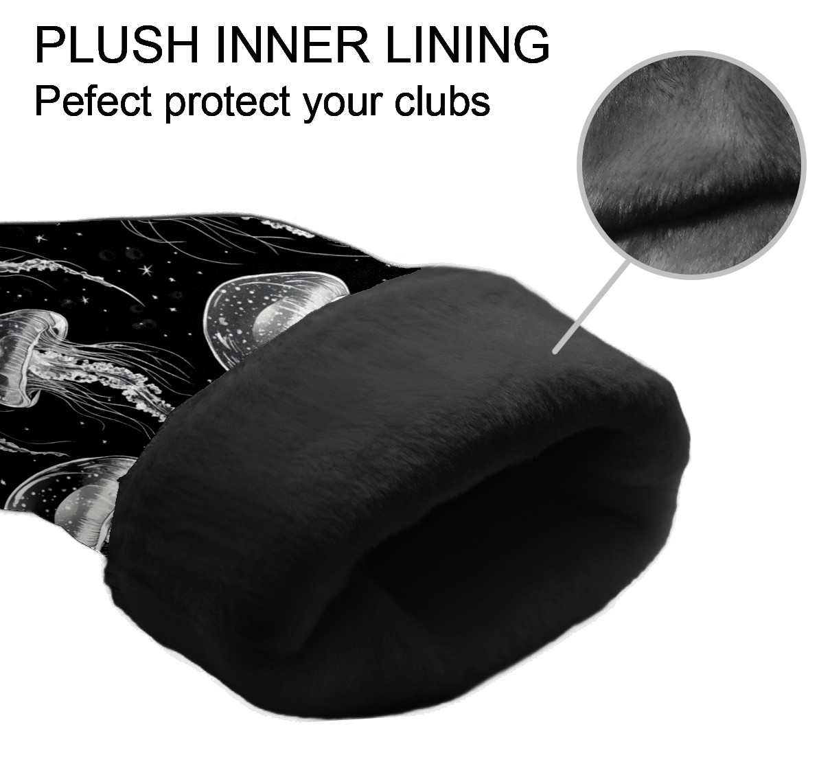 Golf Club Covers PU Leather Waterproof Head Covers for Fairway Woods Hybrids Jellyfish