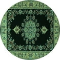 thumbnail image 1 of Ahgly Company Machine Washable Indoor Round Medallion Turquoise Blue Traditional Area Rugs, 6' Round, 1 of 4