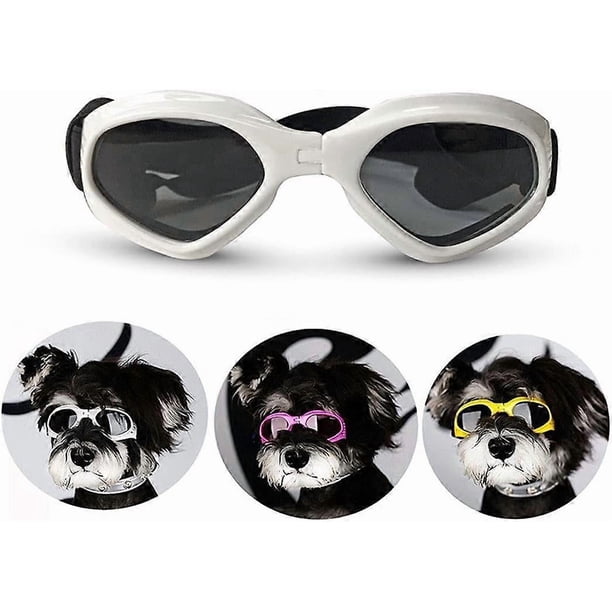 Small Dog Sunglasses Waterproof Windproof Anti-UV Pet Sunglasses Dog Goggles for Dogs Puppies Cats (White)