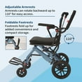 thumbnail image 6 of Lumiparty Lightweight Transport Wheelchair, Foldable with Handbrake & Removable Seat Cushion, 10" Rear Wheel,  for Elderly, Blue/Black, 6 of 10