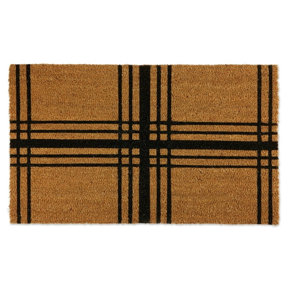 DII Natural Coir Geometric Modern Outdoor Door Mat, Front Porch Décor, 17x29", Farmhouse Plaid
